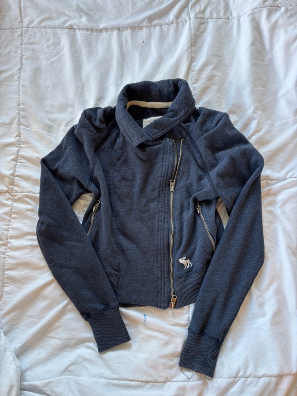 Abercrombie & Fitch Dark Navy Asymmetrical Zip Jacket
